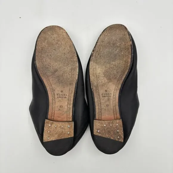 GUCCI Jordaan Horse Bit Slip On Penny Loafers Women's 37 US 7
